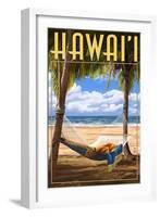 Hammock Scene - Hawaii-Lantern Press-Framed Art Print