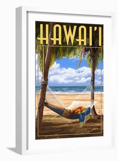 Hammock Scene - Hawaii-Lantern Press-Framed Art Print