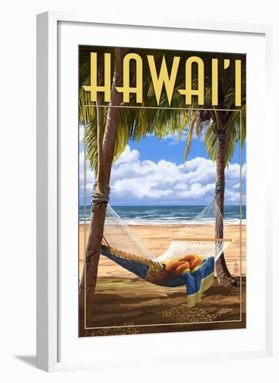 Hammock Scene - Hawaii-Lantern Press-Framed Art Print