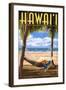 Hammock Scene - Hawaii-Lantern Press-Framed Art Print