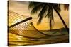 Hammock Silhouette with Palm Trees on a Beautiful Beach at Sunset-Martin Valigursky-Stretched Canvas