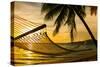 Hammock Silhouette with Palm Trees on a Beautiful Beach at Sunset-Martin Valigursky-Stretched Canvas