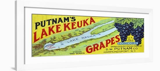 Hammondsport, New York - Putnam's Lake Keuka Concord Grapes Label-Lantern Press-Framed Art Print