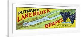 Hammondsport, New York - Putnam's Lake Keuka Concord Grapes Label-Lantern Press-Framed Art Print