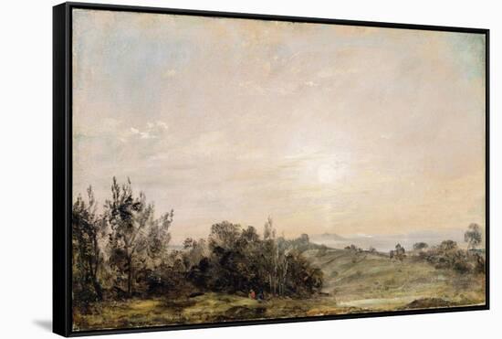 Hampstead Heath, Looking Towards Harrow, 1821-22 (Oil on Paper Laid on Canvas)-John Constable-Framed Stretched Canvas