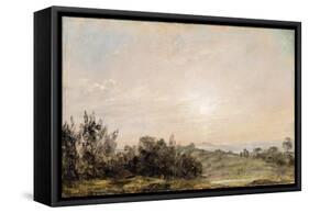Hampstead Heath, Looking Towards Harrow, 1821-22 (Oil on Paper Laid on Canvas)-John Constable-Framed Stretched Canvas