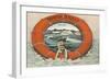 Hampton Beach, Boy in Lifesaver, New Hampshire-null-Framed Art Print