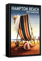 Hampton Beach, New Hampshire - Beach Chair and Ball-Lantern Press-Framed Stretched Canvas