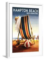 Hampton Beach, New Hampshire - Beach Chair and Ball-Lantern Press-Framed Art Print