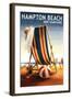 Hampton Beach, New Hampshire - Beach Chair and Ball-Lantern Press-Framed Art Print