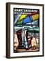 Hampton Beach, New Hampshire - Beach Chair - Scratchboard-Lantern Press-Framed Art Print