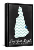 Hampton Beach, New Hampshire - Chalkboard State Outline-Lantern Press-Framed Stretched Canvas