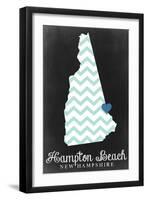 Hampton Beach, New Hampshire - Chalkboard State Outline-Lantern Press-Framed Art Print