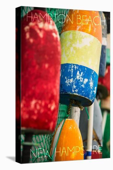 Hampton Beach, New Hampshire - Colorful Bouys-Lantern Press-Stretched Canvas