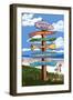 Hampton Beach, New Hampshire - Destination Signpost-Lantern Press-Framed Art Print
