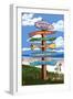 Hampton Beach, New Hampshire - Destination Signpost-Lantern Press-Framed Art Print