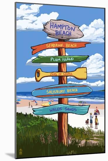 Hampton Beach, New Hampshire - Destination Signpost-Lantern Press-Mounted Art Print