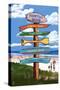 Hampton Beach, New Hampshire - Destination Signpost-Lantern Press-Stretched Canvas