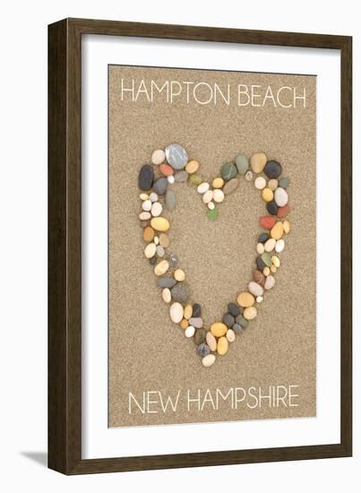 Hampton Beach, New Hampshire - Heart on Sand-Lantern Press-Framed Art Print