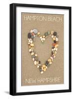 Hampton Beach, New Hampshire - Heart on Sand-Lantern Press-Framed Art Print