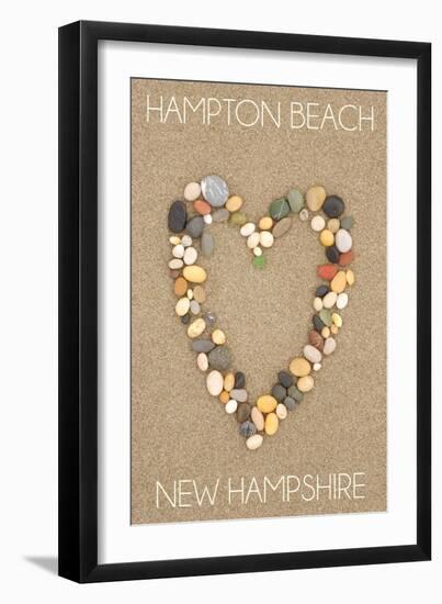 Hampton Beach, New Hampshire - Heart on Sand-Lantern Press-Framed Art Print