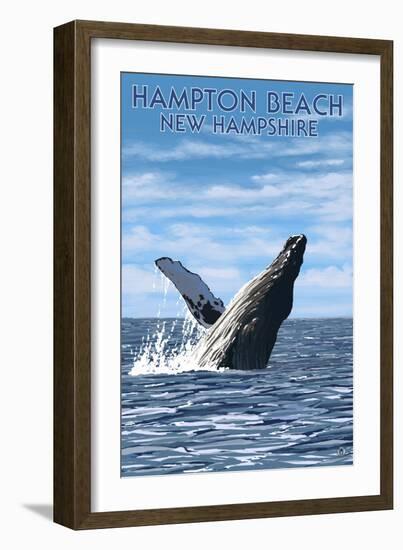 Hampton Beach, New Hampshire - Humback Whale-Lantern Press-Framed Art Print
