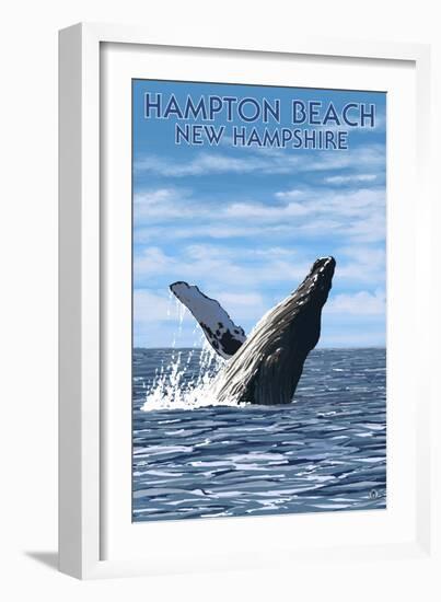 Hampton Beach, New Hampshire - Humback Whale-Lantern Press-Framed Art Print