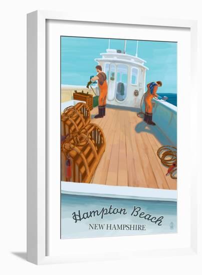 Hampton Beach, New Hampshire - Lobster Boat-Lantern Press-Framed Art Print