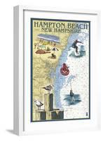 Hampton Beach, New Hampshire - Nautical Chart-Lantern Press-Framed Art Print