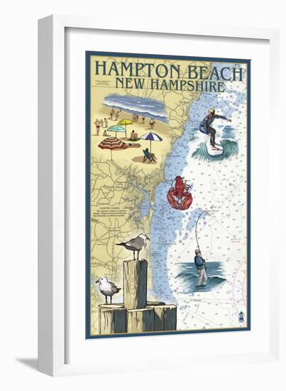 Hampton Beach, New Hampshire - Nautical Chart-Lantern Press-Framed Art Print