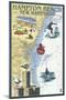 Hampton Beach, New Hampshire - Nautical Chart-Lantern Press-Mounted Art Print