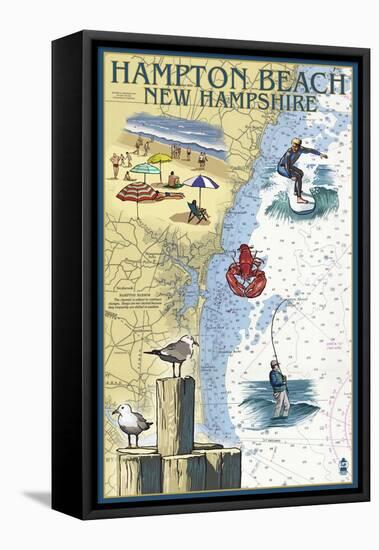 Hampton Beach, New Hampshire - Nautical Chart-Lantern Press-Framed Stretched Canvas