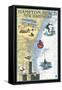 Hampton Beach, New Hampshire - Nautical Chart-Lantern Press-Framed Stretched Canvas