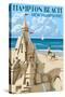 Hampton Beach, New Hampshire - Sand Castle-Lantern Press-Stretched Canvas