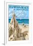 Hampton Beach, New Hampshire - Sand Castle-Lantern Press-Framed Art Print