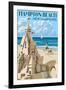 Hampton Beach, New Hampshire - Sand Castle-Lantern Press-Framed Art Print