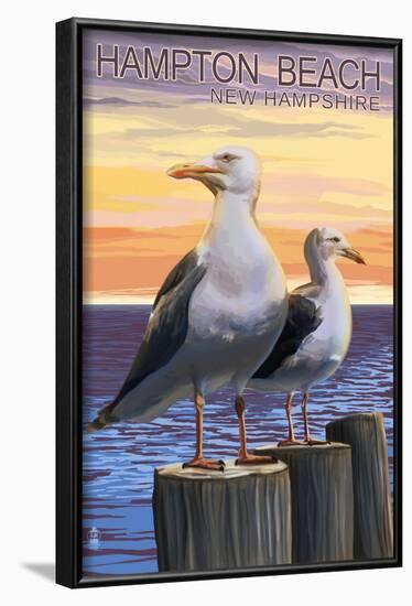 Hampton Beach, New Hampshire - Seagull-Lantern Press-Framed Art Print