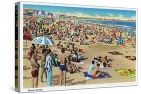 Hampton Beach, New Hampshire, View of a Crowded Beach-Lantern Press-Stretched Canvas