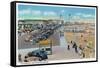 Hampton Beach, New Hampshire, View of Ocean Blvd and the Playground-Lantern Press-Framed Stretched Canvas