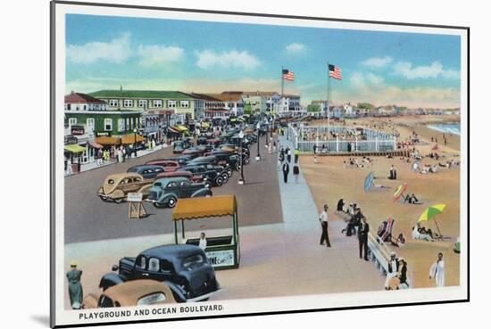 Hampton Beach, New Hampshire, View of Ocean Blvd and the Playground-Lantern Press-Mounted Art Print