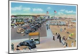 Hampton Beach, New Hampshire, View of Ocean Blvd and the Playground-Lantern Press-Mounted Art Print