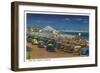 Hampton Beach, New Hampshire, View of the Children's Playground at Night-Lantern Press-Framed Art Print