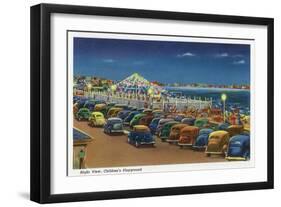 Hampton Beach, New Hampshire, View of the Children's Playground at Night-Lantern Press-Framed Art Print