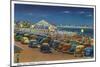 Hampton Beach, New Hampshire, View of the Children's Playground at Night-Lantern Press-Mounted Art Print