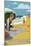 Hampton Beach, New Hampshire - Woman on the Beach-Lantern Press-Mounted Art Print