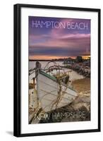 Hampton Beach, New Hampshire - Wooden Boat on Beach-Lantern Press-Framed Art Print