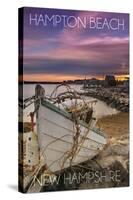 Hampton Beach, New Hampshire - Wooden Boat on Beach-Lantern Press-Stretched Canvas