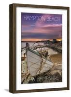 Hampton Beach, New Hampshire - Wooden Boat on Beach-Lantern Press-Framed Art Print