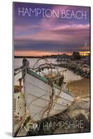 Hampton Beach, New Hampshire - Wooden Boat on Beach-Lantern Press-Mounted Art Print