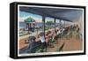 Hampton Beach, NH, Listening to the Band on the Casino Veranda Scene-Lantern Press-Framed Stretched Canvas